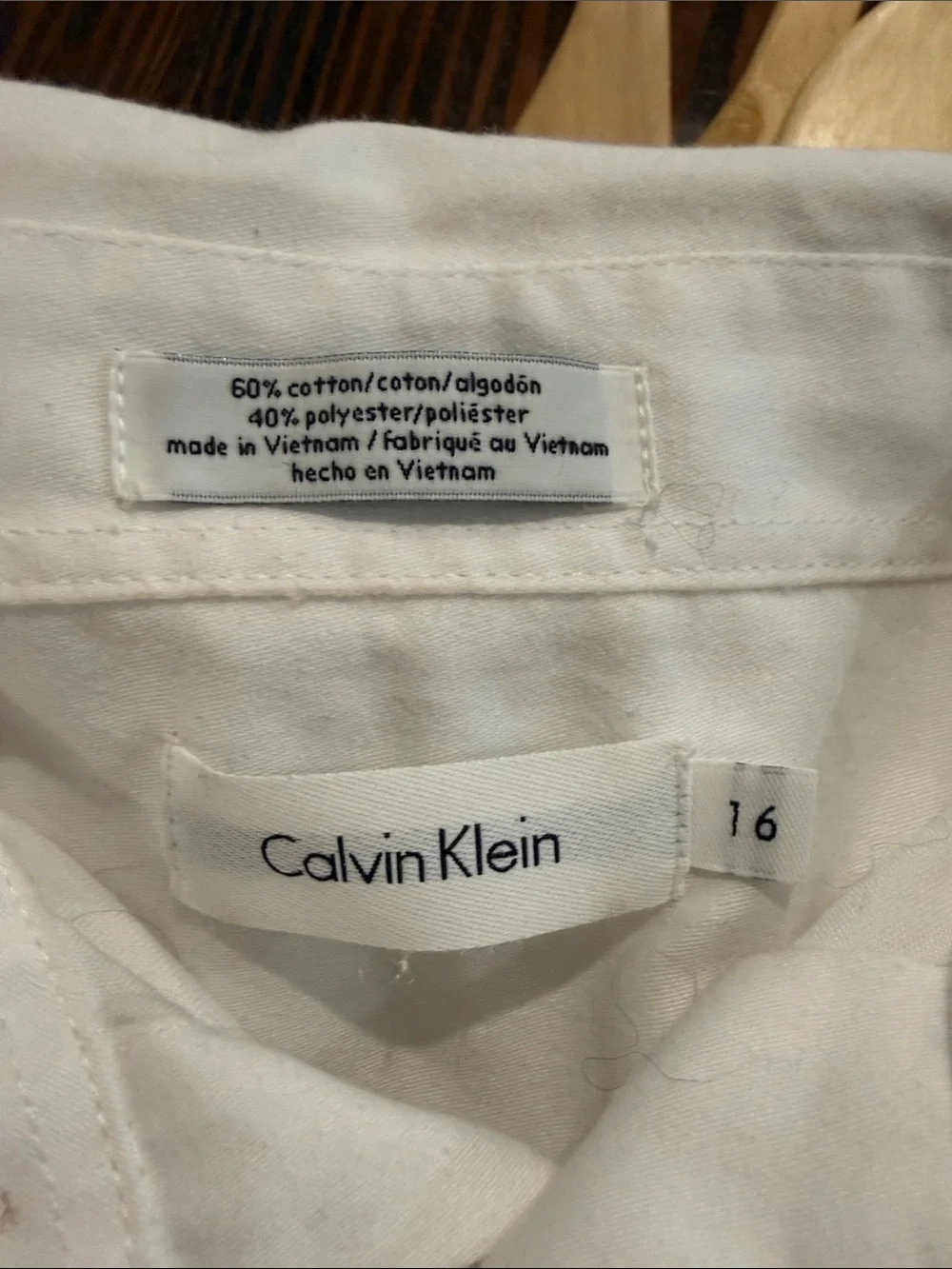Calvin Klein White Lightweight Button-Up Shirt boys size 16